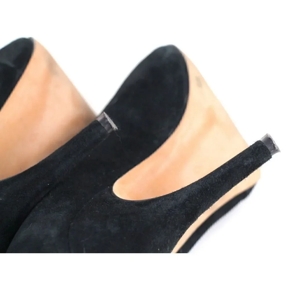 Madewell BLACK GENUINE LEATHER SUEDE MID HEEL POINTED CLASSIC PUMP SHOES Size 6